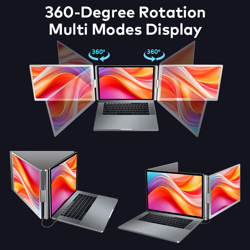 VFLOW 14" Inch Dual Screen Extender Portable Monitor ，Optimized for MacBook IPS Triple Monitor for 14-16" Laptops with USB-C Port ,for Windows/All Macbook air/Macbook pro/Switch/PS5