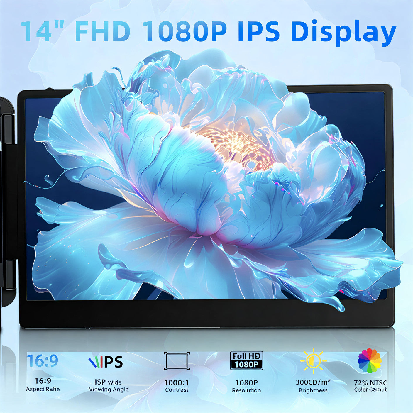VFLOW Right Single Screen Laptop Extender, 14" 1080P IPS Portable Monitor, Single Cable USB-C Extended Display for 14-16" Laptops, Plug & Play for Windows/Macbook/Switch/PS5