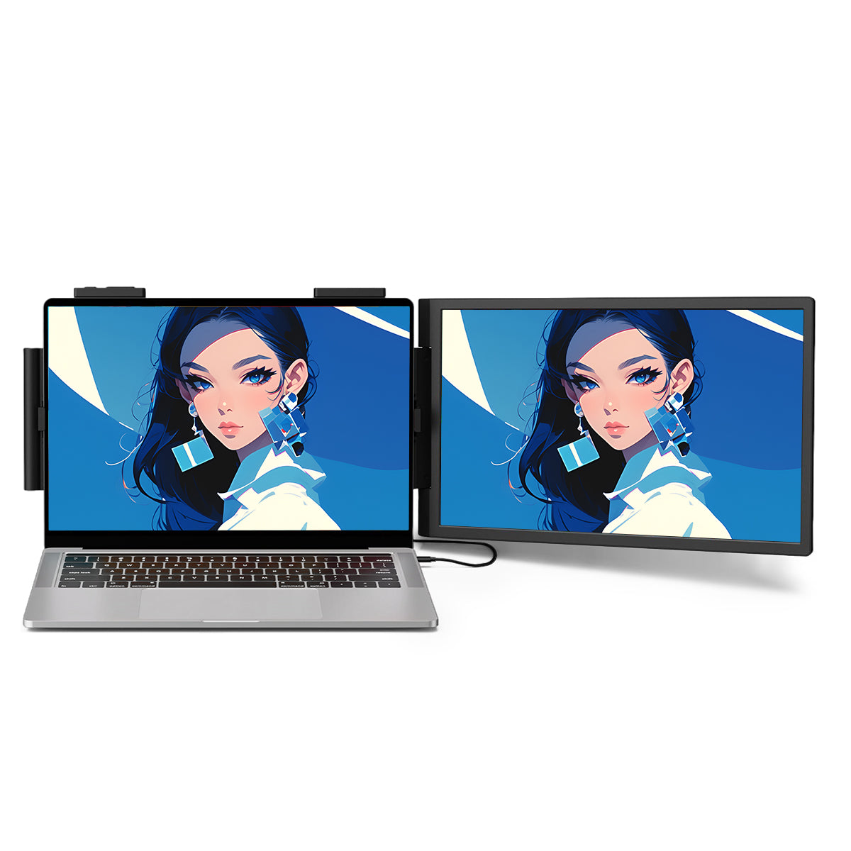 VFLOW 14" Inch Dual Screen Extender Portable Monitor ，Optimized for MacBook IPS Triple Monitor for 14-16" Laptops with USB-C Port ,for Windows/All Macbook air/Macbook pro/Switch/PS5