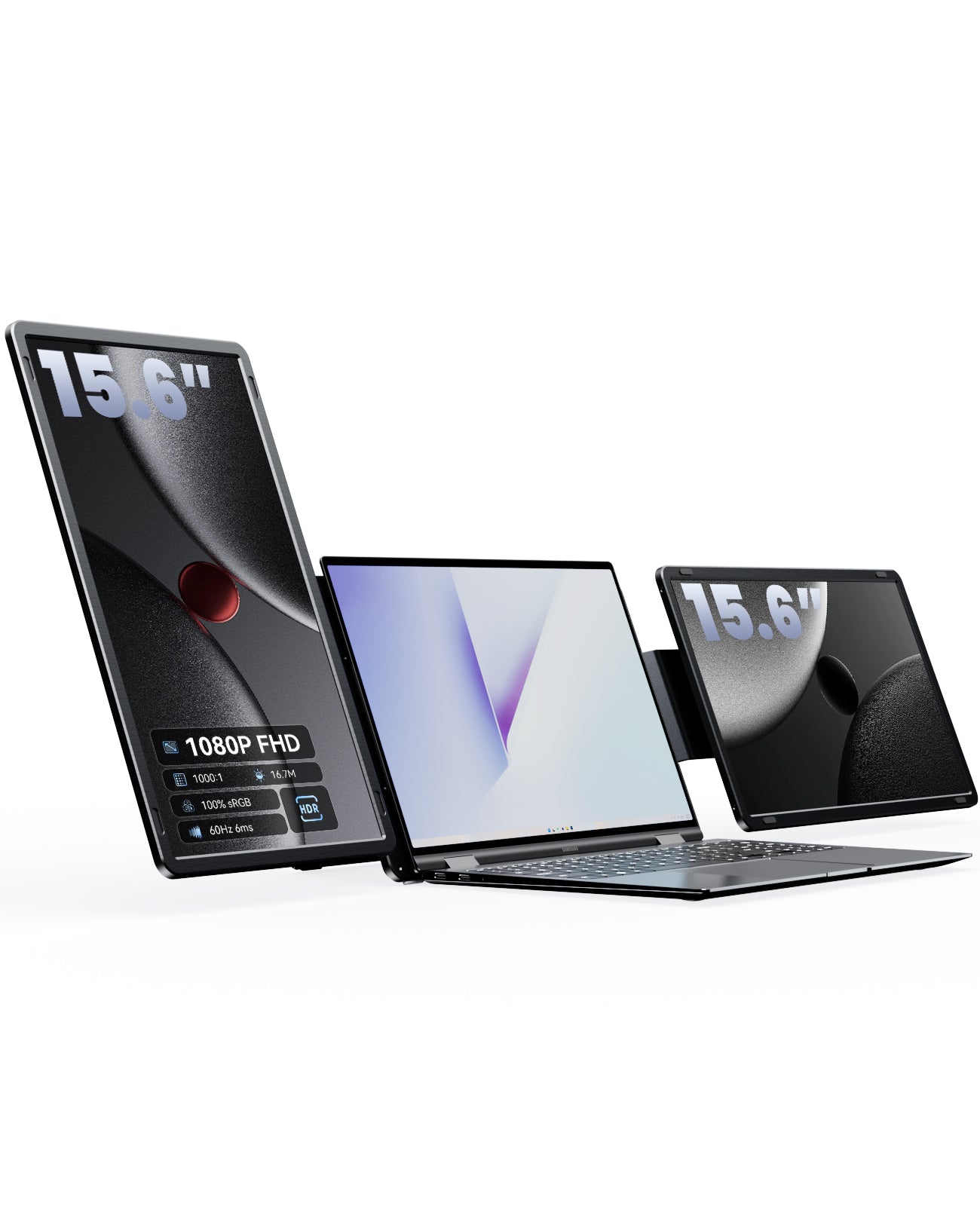 VFLOW DualScreen/TripleScreen，Single Cable Connect ThreeDisplay Extender Portable Monitor 14" 1080P IPS Triple Monitor for 14-16" Laptops with USB-C Port, Plug and Play ,for Windows/Macbook/Switch/PS5