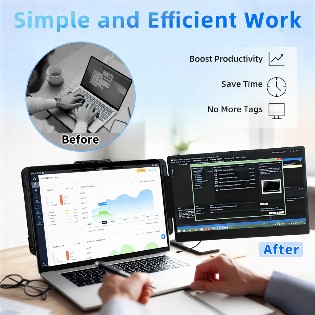 VFLOW Right Single Screen Laptop Extender, 14" 1080P IPS Portable Monitor, Single Cable USB-C Extended Display for 14-16" Laptops, Plug & Play for Windows/Macbook/Switch/PS5