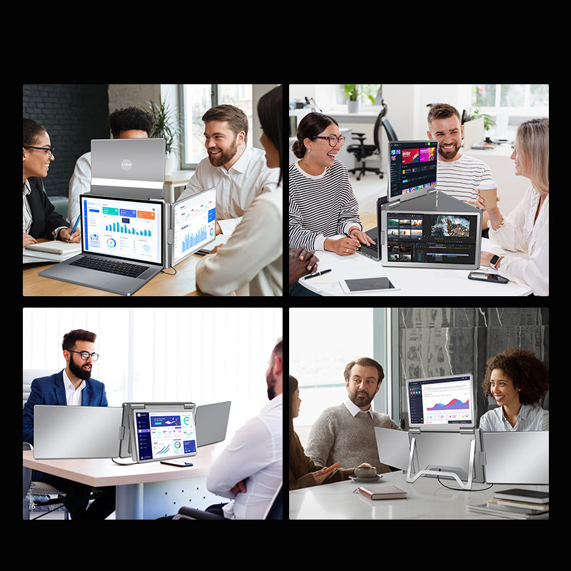 VFLOW DualScreen/TripleScreen，Single Cable Connect ThreeDisplay Extender Portable Monitor 14" 1080P IPS Triple Monitor for 14-16" Laptops with USB-C Port, Plug and Play ,for Windows/Macbook/Switch/PS5